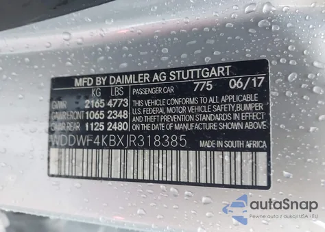 2018 Mercedes-Benz C 300 4Matic z USA, uszkodzony, nr VIN WDDWF4KBXJR318385